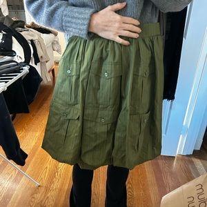 Vintage Chanel Green Pinstripe Pocket Skirt